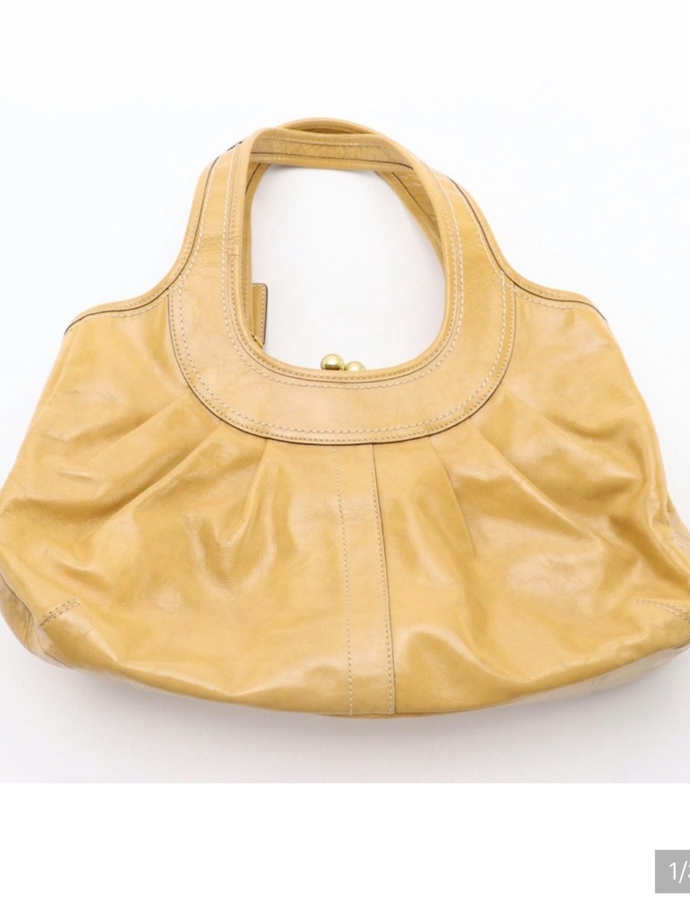 COACH Ergo Kiss Lock 12520 Tan Y2K Tan Leather Shoulder Bag